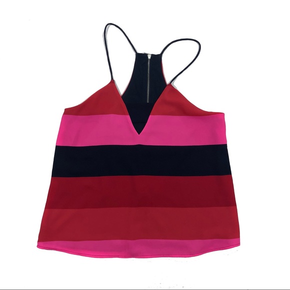 Express Tops - *Express Pink Red Purple Stripe Cut Out Tank